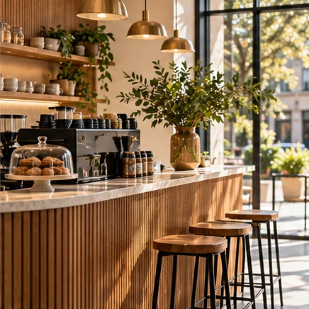 Illustrative independent cafe representing small business accounting